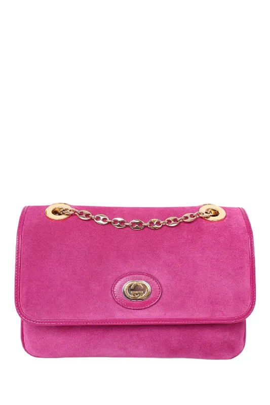 Gucci Pink Suede Marina Chain Shoulder Bag