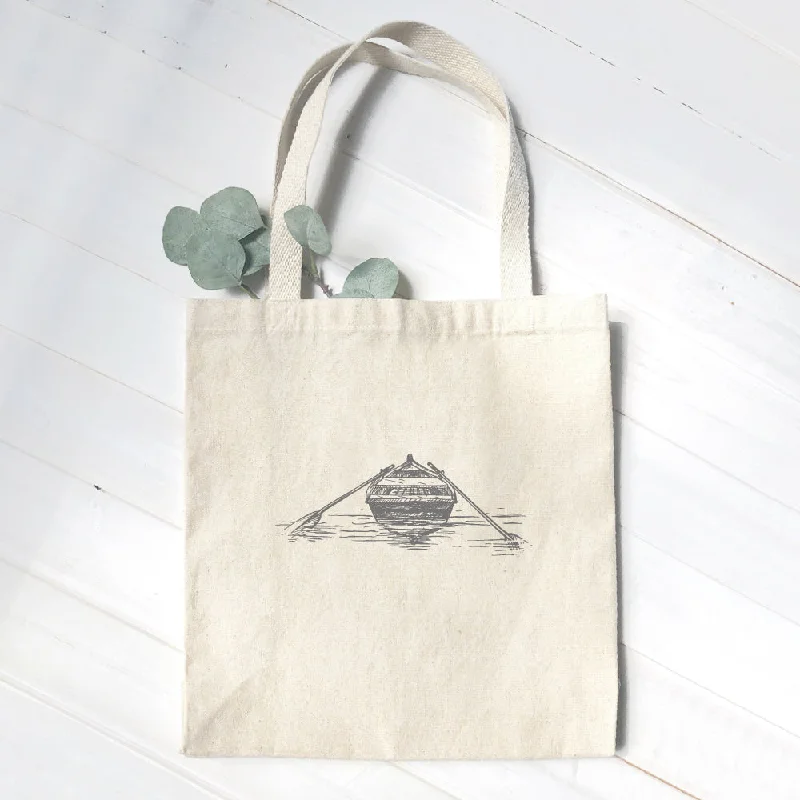 Hand Drawn Rowboat on Water - Customizable Tote Bag