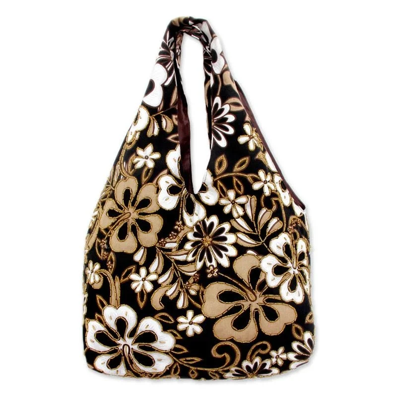 Hand Made Floral Beaded Shoulder Bag - Tropical Bouquet