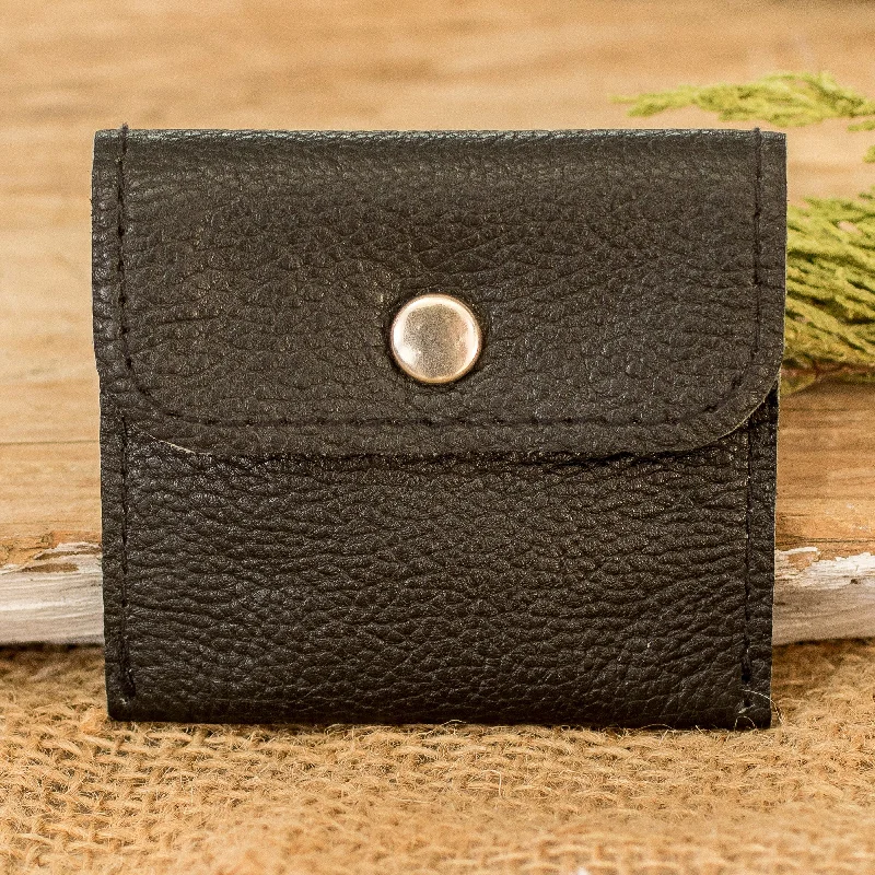 Handmade Eco-Friendly Black Recycled Leather Coin Purse - Handy Environment