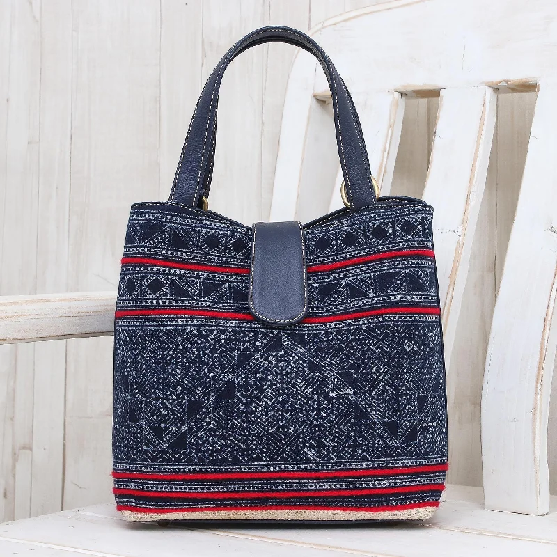 Hmong Batik Cotton Shoulder or Handbag - Hmong Blues