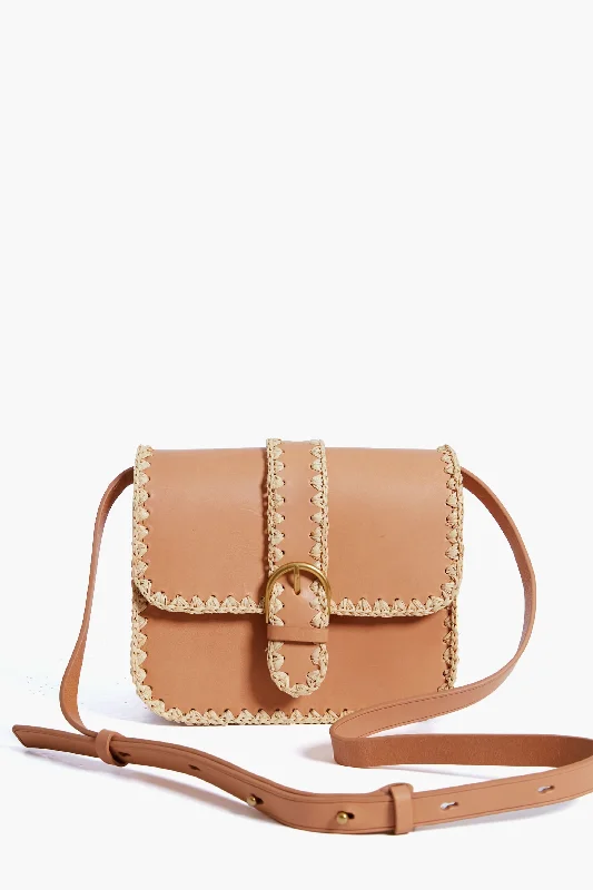 Honey Vachetta Lisel Raffia Trimmed Crossbody