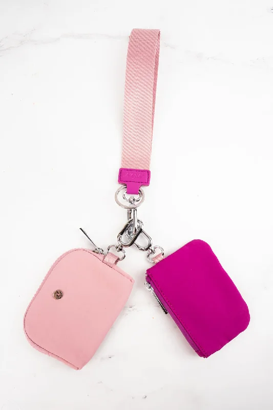 Hot Pink and Pink Dual Pouch Wristlet