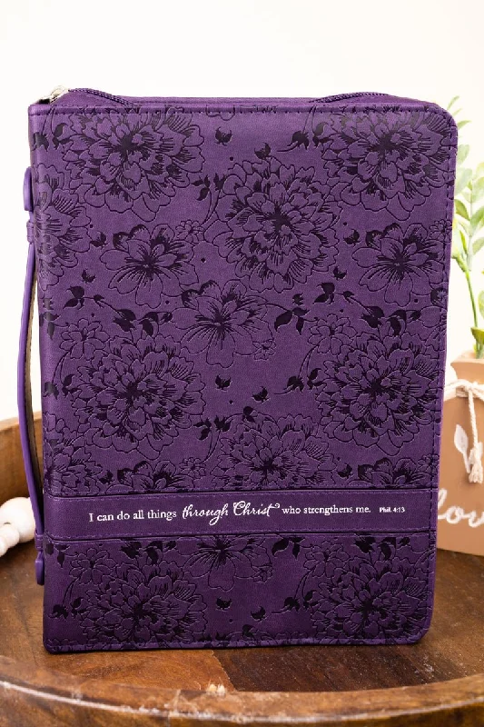 I Can Do All Things Purple LuxLeather Large Bible Cover