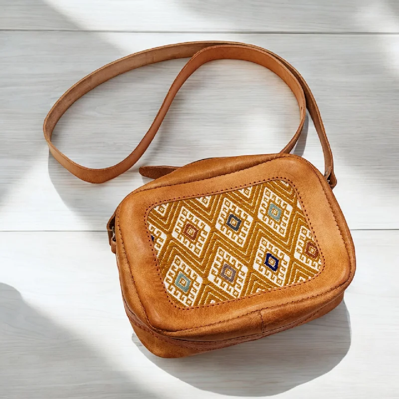 Leather Geometric Camera Bag