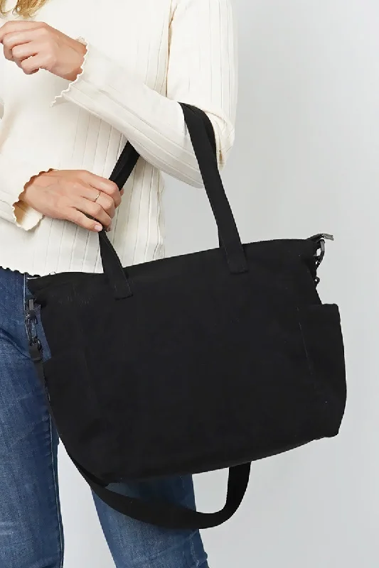 In The Moment Black Corduroy Pocket Tote