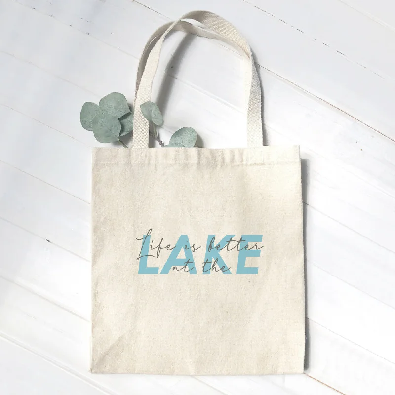 Life is Better at the Lake (Script Overlay) - Canvas Tote Bag