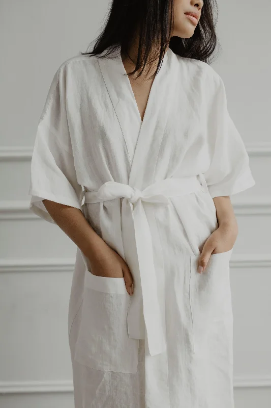 Certified linen bathrobe Midnight