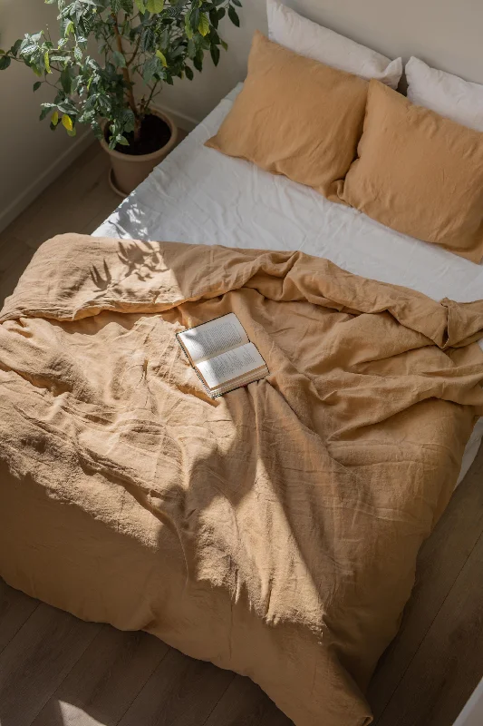 Certified linen bedding set in Mustard