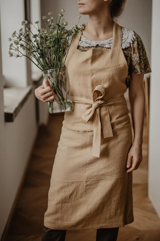 Certified linen bib apron