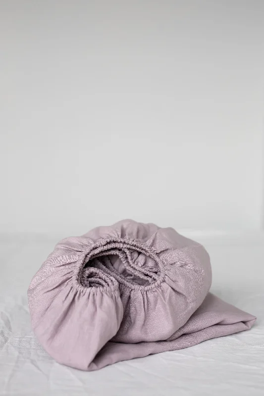 Certified linen fitted sheet in Dusty Rose