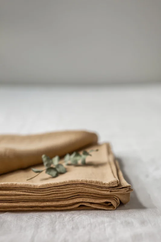 Certified linen flat sheet in Mustard