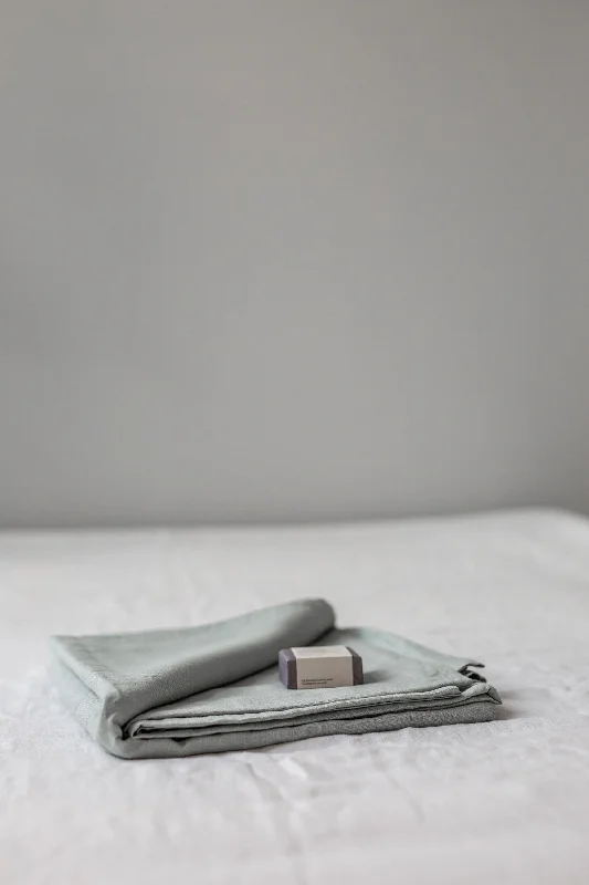 Certified linen flat sheet in Sage Green