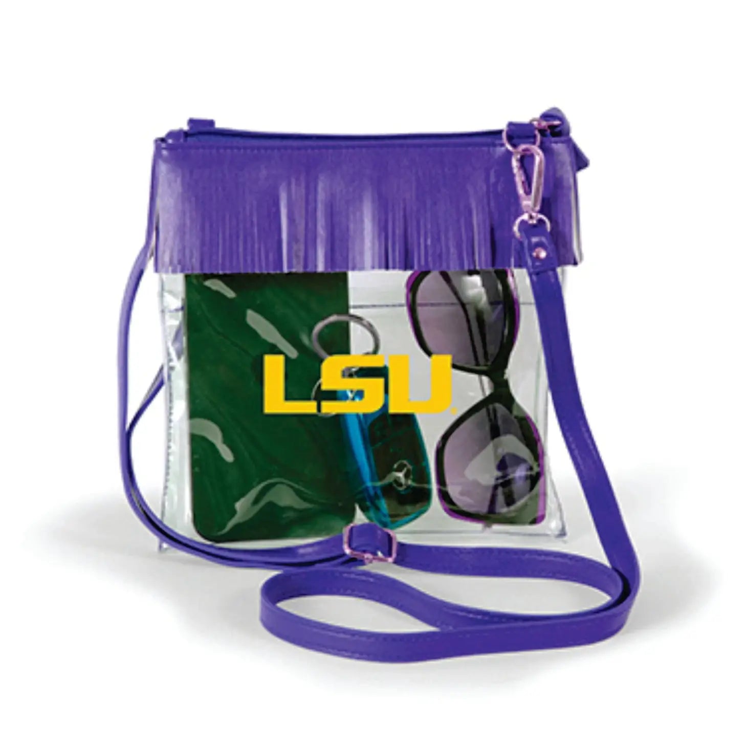 LSU Tigers Crossbody Clear with Fringe