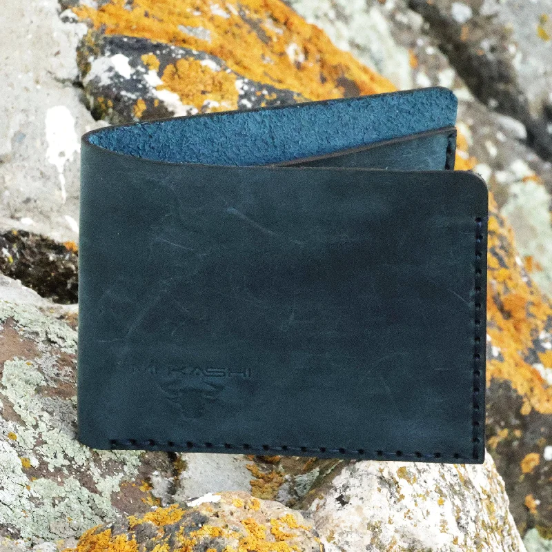 Men's Handcrafted Blue Leather Wallet from Armenia - Independent Blue