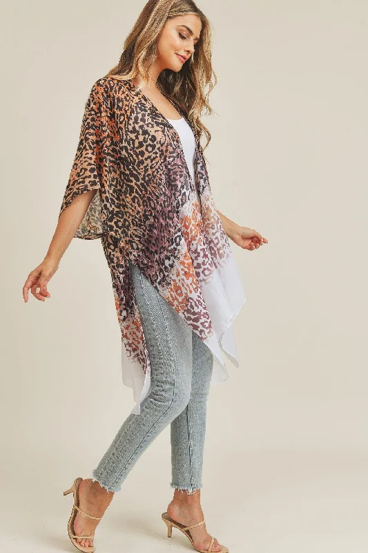 MS0222 Multi Color Layered Leopard Summer Kimono