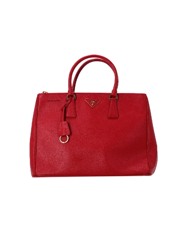 Red Saffiano Leather Large Galleria Handbag