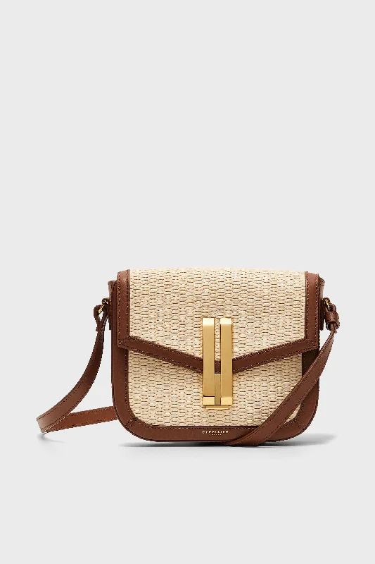 Natural Raffia and Tan Small Vancouver Crossbody