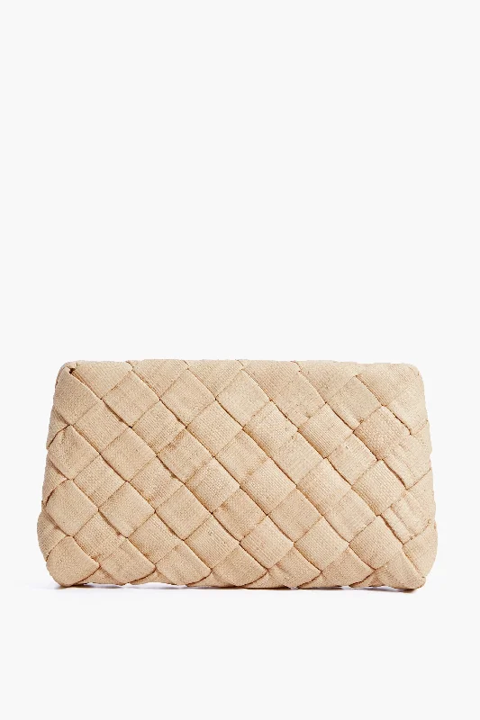 Natural Raffia Aviva Woven Puff Clutch