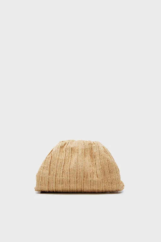 Natural Raffia Bailey Pleated Clutch