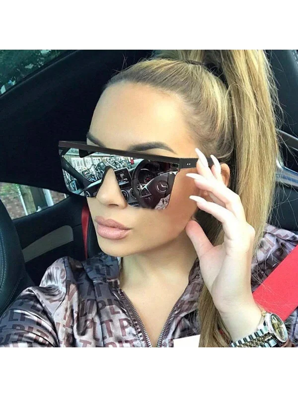 New Unisex Vintage Style Oversized One Piece Sunglasses For Sun Protection Street