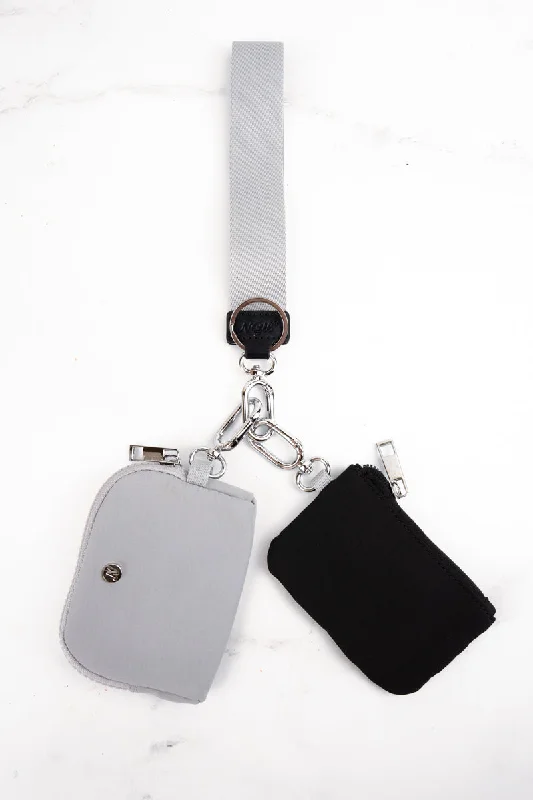 Black and Gray Dual Pouch Wristlet