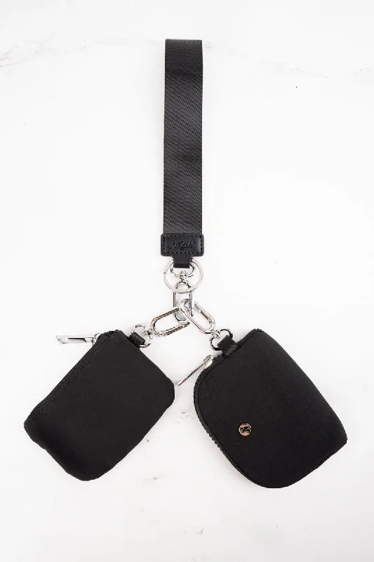 Black Dual Pouch Wristlet