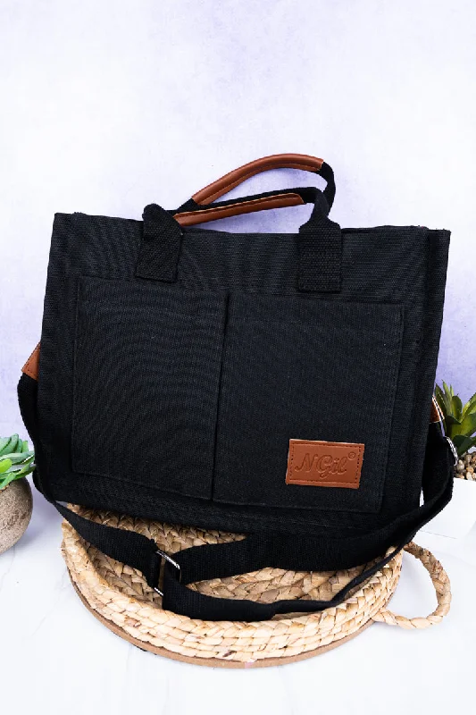 Black Laurel Bay Small Canvas Tote