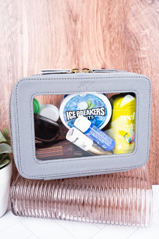 Clear The Way Gray Faux Leather Toiletry Case