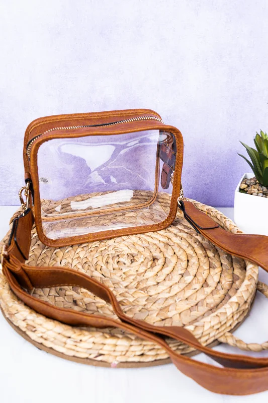 Light Brown Strap Clear Stadium Bag