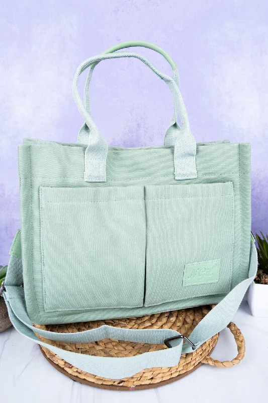 Mint Laurel Bay Small Canvas Tote