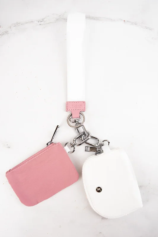 Pink and White Dual Pouch Wristlet