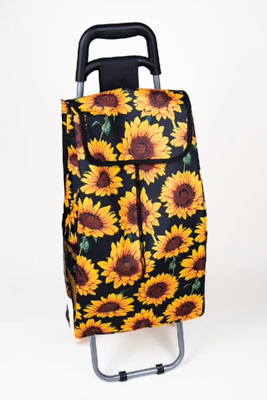 Sunflower and Black Rolling Shopper Tote