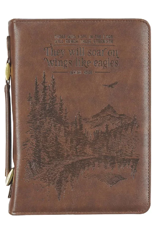 On Wings Like Eagles Brown LuxLeather Large Bible Cover