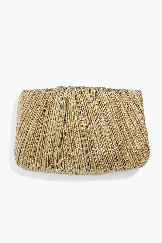 Oro Lame Brit Pleated Clutch