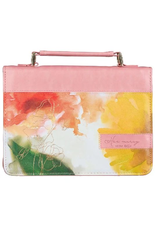 Pastel Meadow Pink Watercolor LuxLeather Large Bible Cover