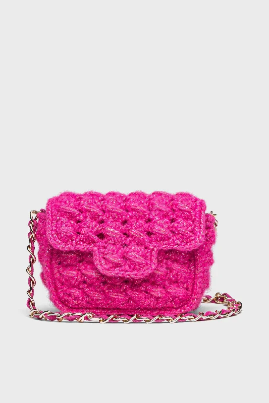 Pink Mini Woven Shoulder Bag