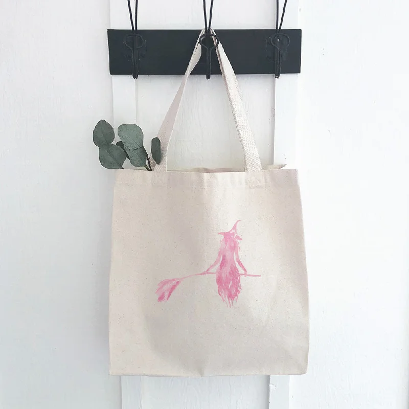 Pink Witch Silhouette - Canvas Tote Bag