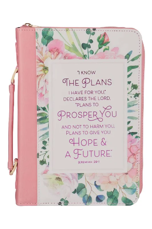 Plans Pink Bouquet Faux Leather Large Bible Cover