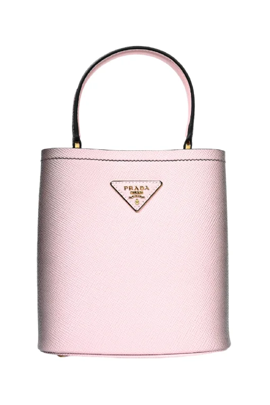 Prada Pink/Black Ombre Leather Small 'Panier' Bucket Bag