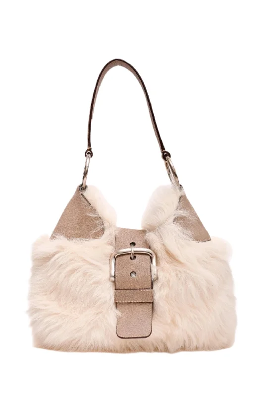 Prada White/Grey Montone Moon Shoulder Bag