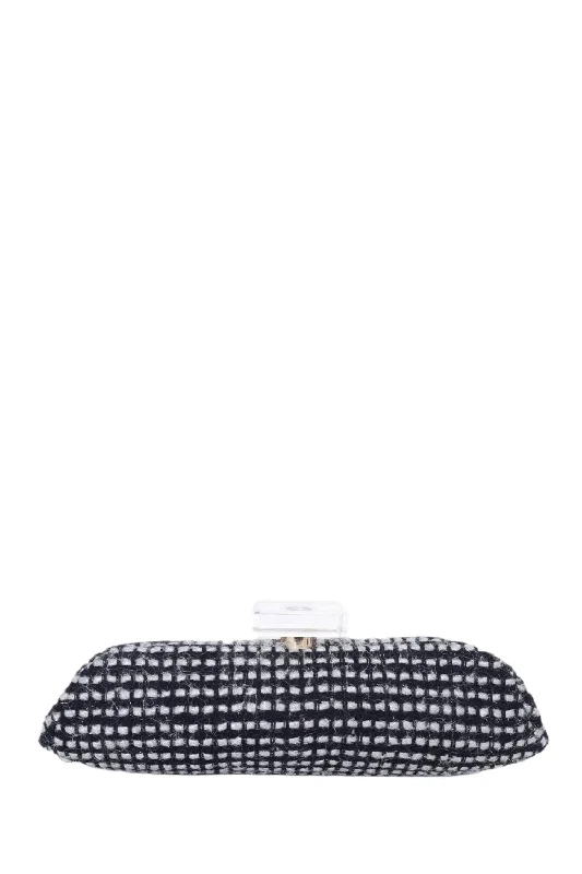 Pre-Loved Chanel™ 2002/03 Black/Silver Tweed Clutch