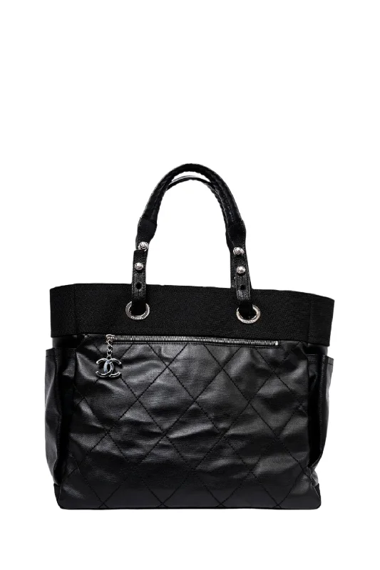 Chanel™ 2012 Black Leather/Canvas Tote Bag