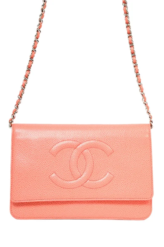 Pre-Loved Chanel™ Pink Leather Timeless Wallet On Chain