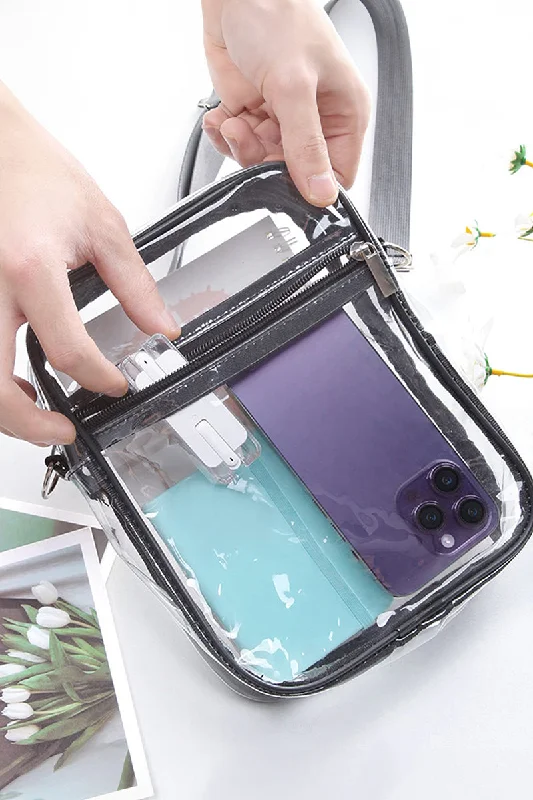 PREORDER! ETA 12/26 Adventure Ready Black Trim Clear Crossbody Bag **SHIPPING EXPECTED TO BEGIN ON DATE 12/26**