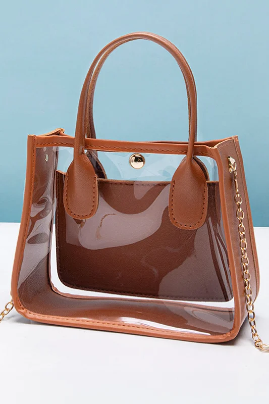 PREORDER! ETA 12/26 Becca Chestnut Trim Clear Bag **SHIPPING EXPECTED TO BEGIN ON DATE 12/26**