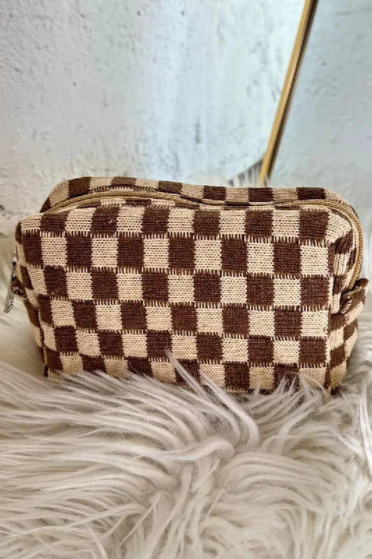 PREORDER! ETA 12/26 Checked & Chic Light French Beige Cosmetic Pouch **SHIPPING EXPECTED TO BEGIN ON DATE 12/26**