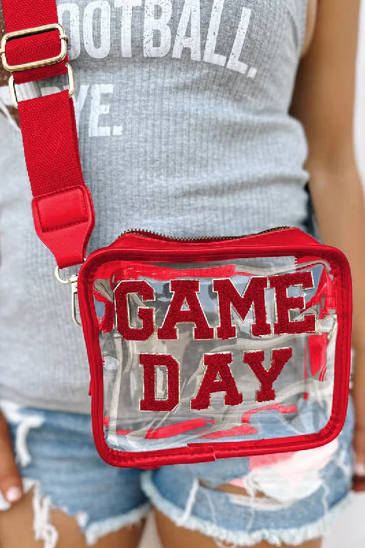 PREORDER! ETA 12/26 Fiery Red Chenille Game Day Clear Crossbody **SHIPPING EXPECTED TO BEGIN ON DATE 12/26**