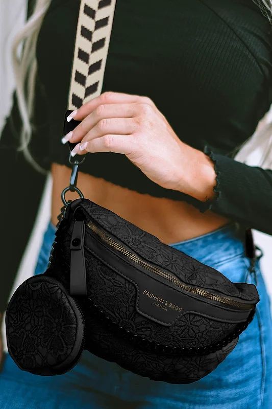 PREORDER! ETA 12/26 Life's A Journey Black Crossbody Belt Bag with Coin Purse **SHIPPING EXPECTED TO BEGIN ON DATE 12/26**