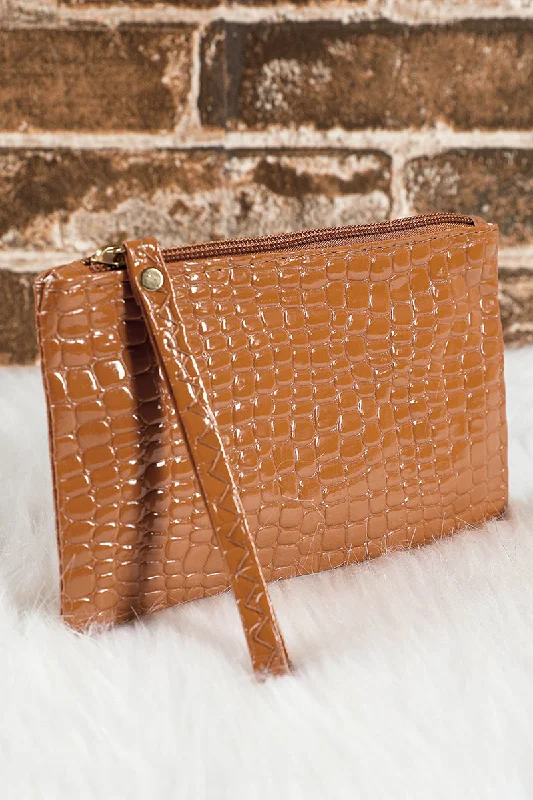 PREORDER! ETA 12/26 Thai Curry Croco Zipper Wristlet Clutch **SHIPPING EXPECTED TO BEGIN ON DATE 12/26**